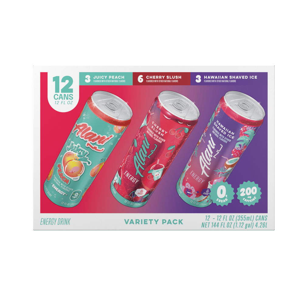 Alani Nu Zero Sugar Energy Drinks Beach Variety Pack 12 pk Cans, 12 oz