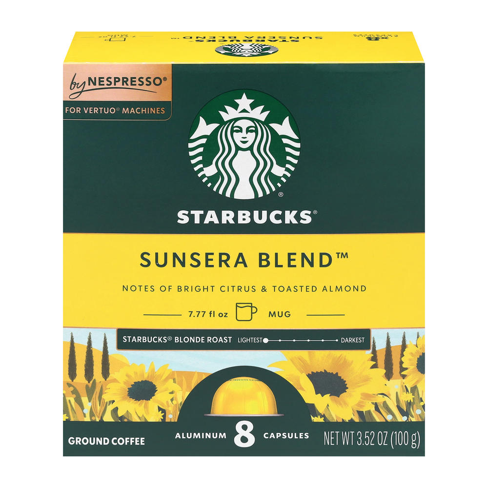 Starbucks Sunsera Blend Blonde Roast Aluminum Nespresso Capsules, 8 ct