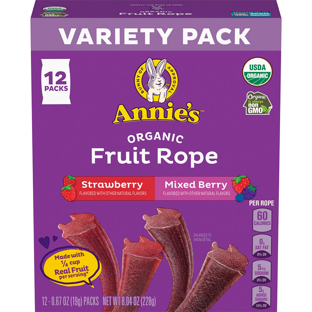 Annie's Organic Fruit Rope Variety Pack, 12 ct