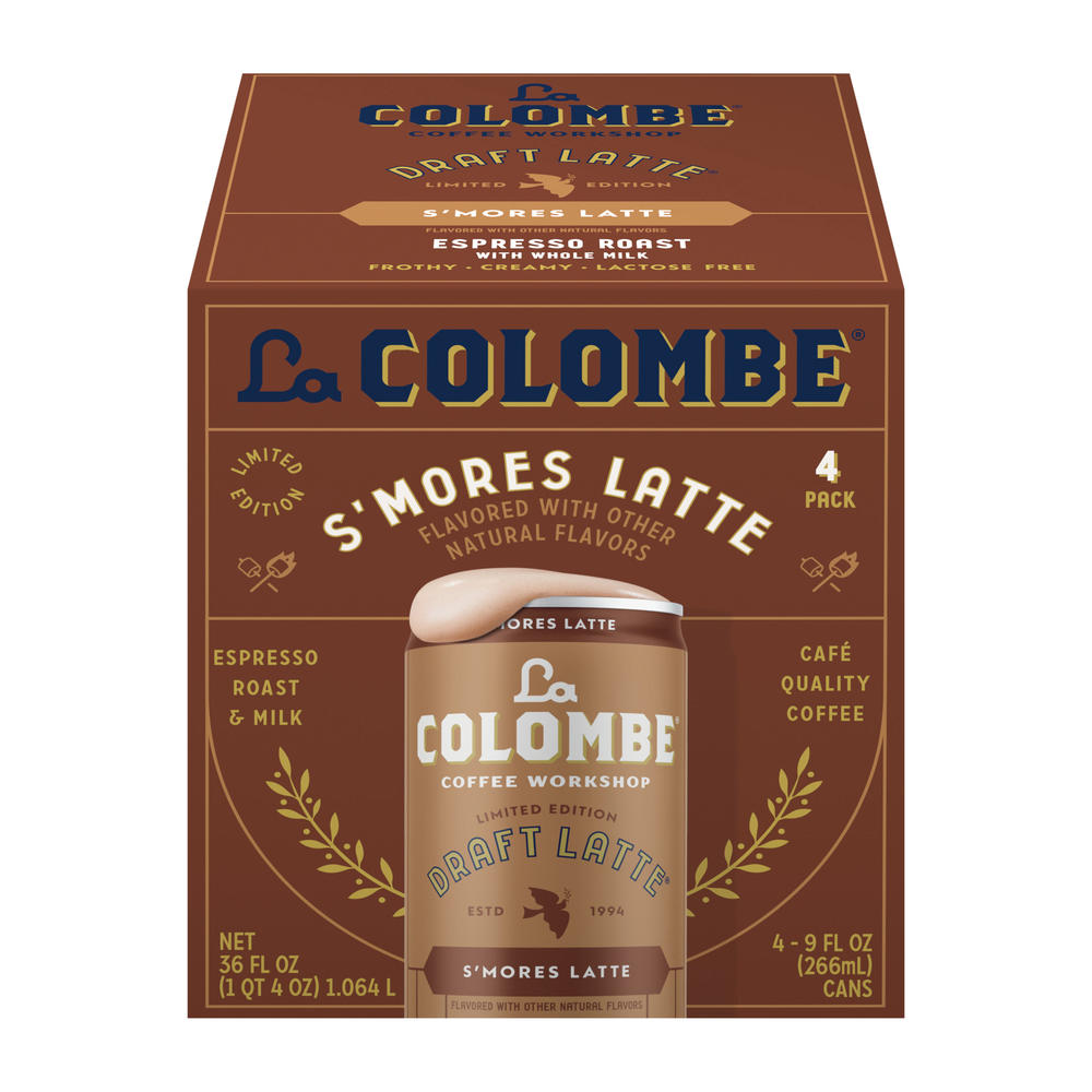 La Colombe S'mores Draft Latte Espresso Roast with Milk 4 pk Cans, 9 oz