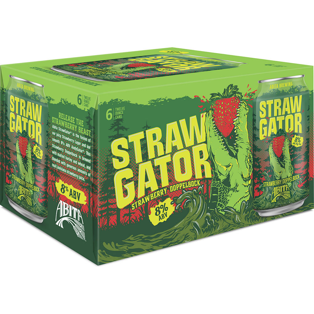 Abita Strawgator Strawberry Doppelbock Craft Beer 6 pk Cans, 12 oz