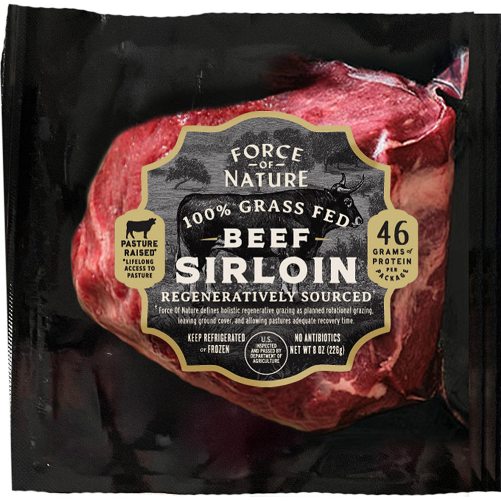 Force of Nature Grassfed Beef Sirloin, 8 oz