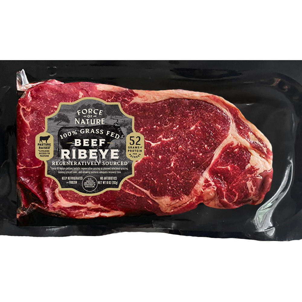 Force of Nature Grass Fed Beef Ribeye Steak, 10 oz
