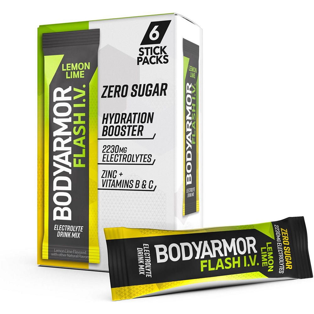 BODYARMOR Flash I.V. Zero Sugar Hydration Booster Electrolyte Drink Mix Packets - Lemon Lime, 6 ct