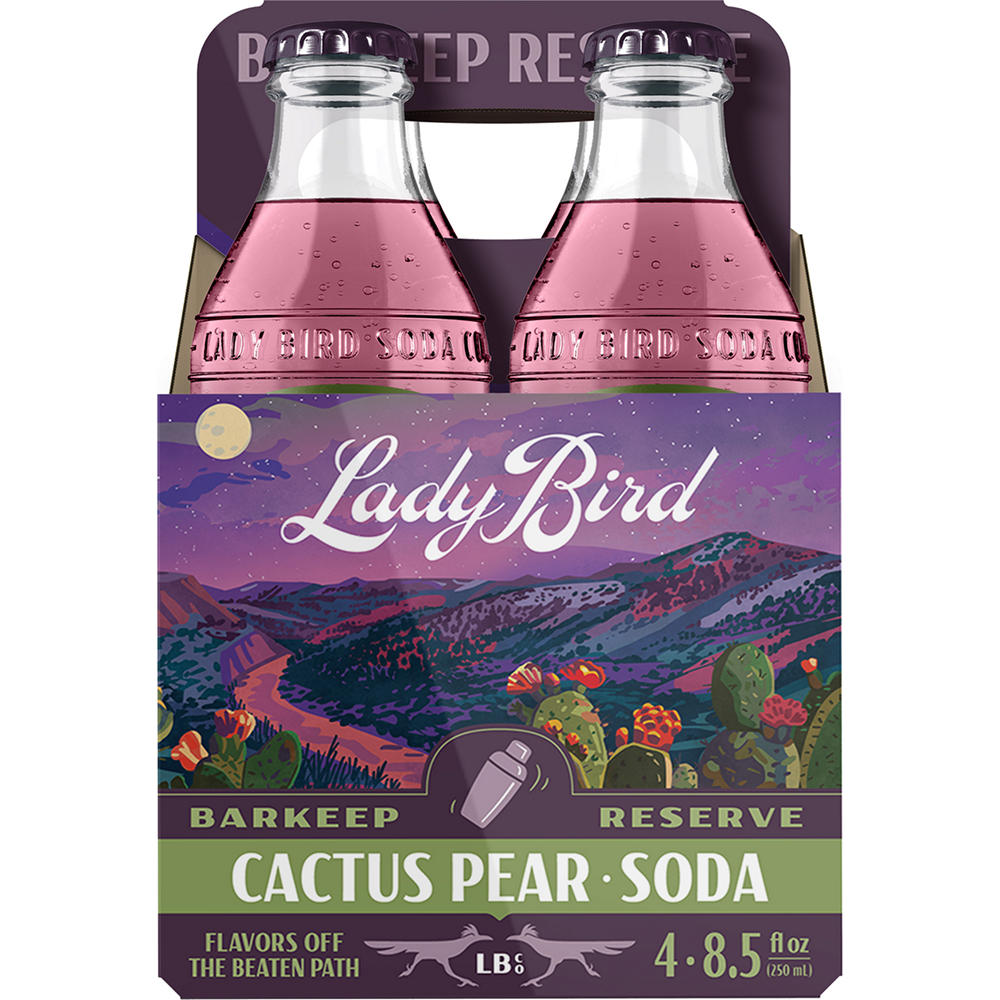 Lady Bird Cactus Pear Soda 4 pk Bottles, 8.5 oz