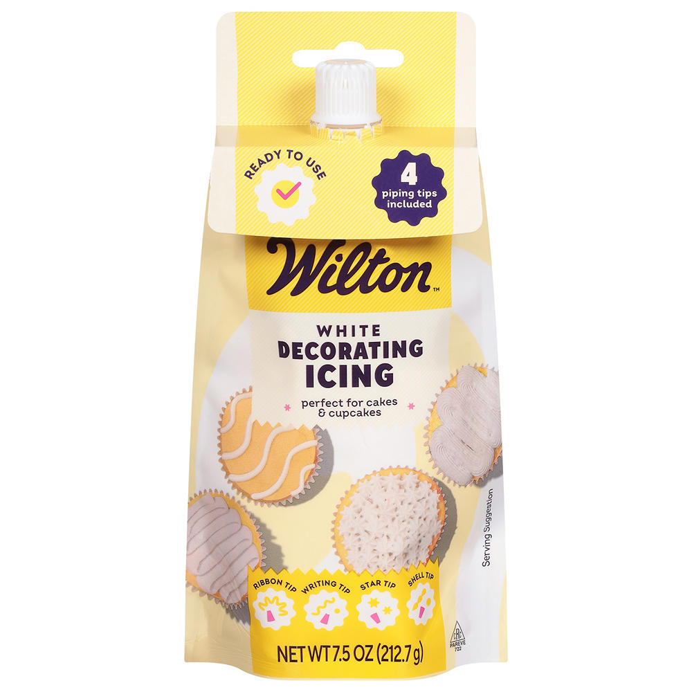 Wilton White Decorating Icing Pouch with Tips, 7.5 oz