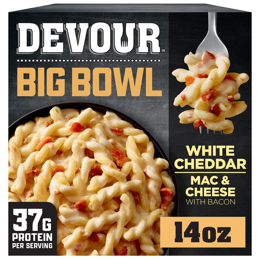 DEVOUR Big Bowl White Cheddar Mac & Cheese with Bacon, 14 oz