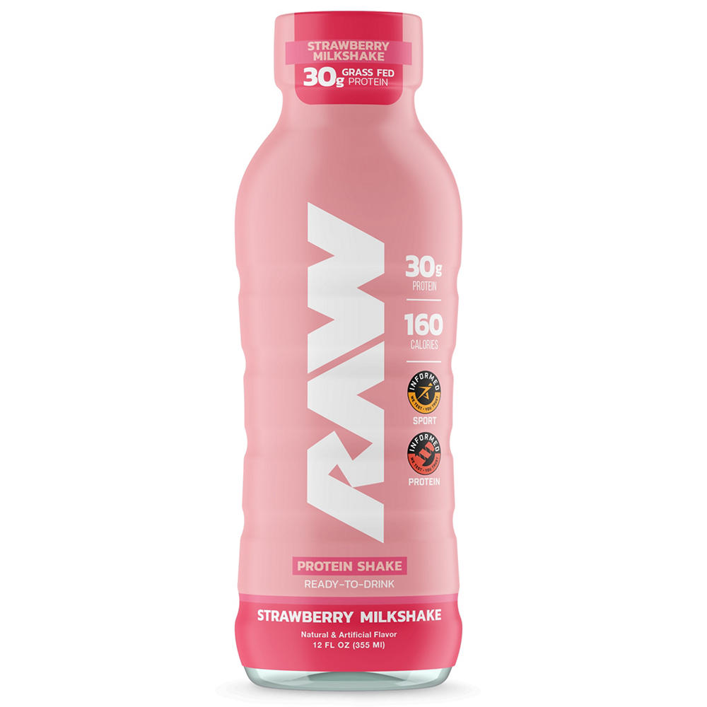 Raw 30g Protein Shake - Strawberry Milkshake, 12 oz