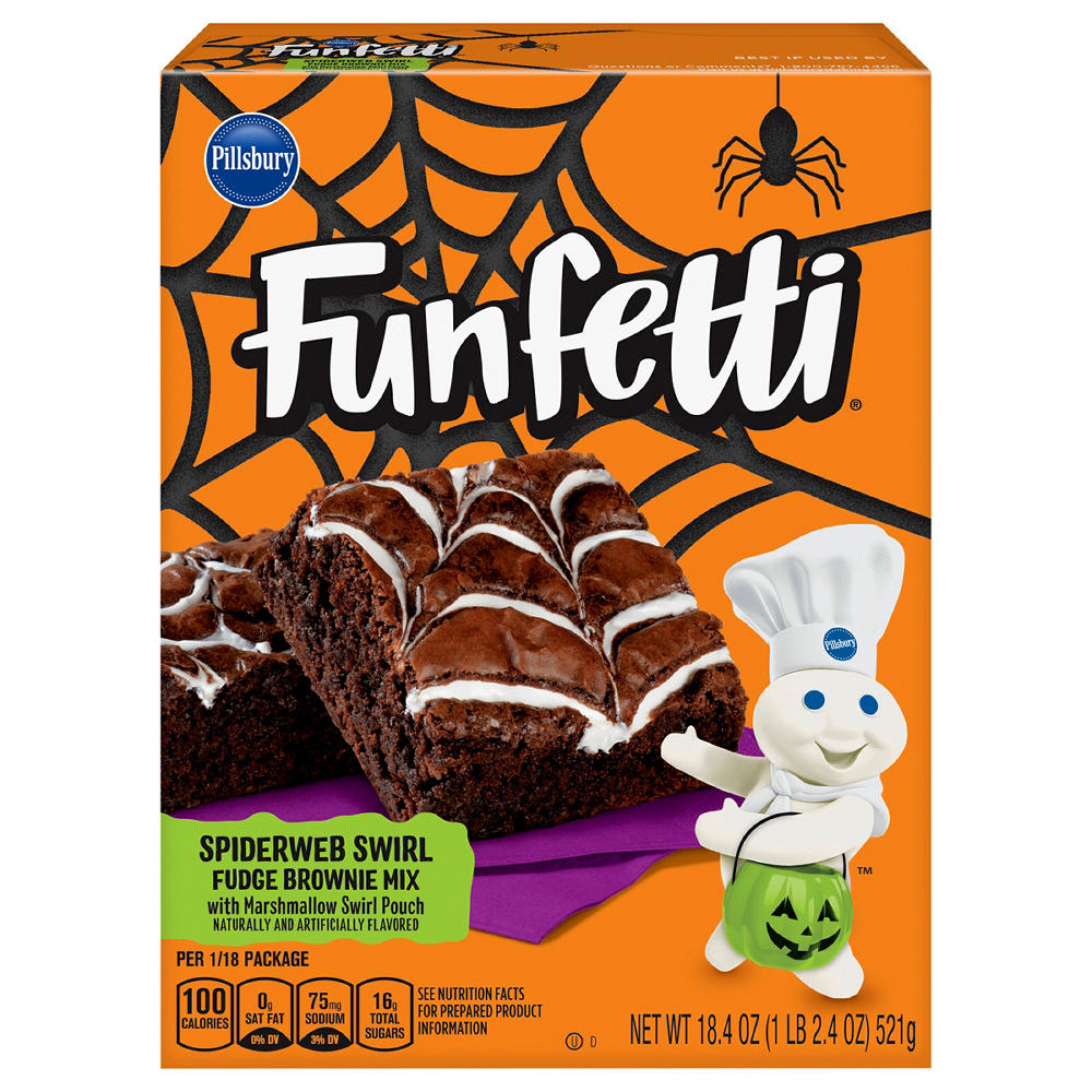 Pillsbury Funfetti Spiderweb Swirl Fudge Brownie Mix, 18.4 oz