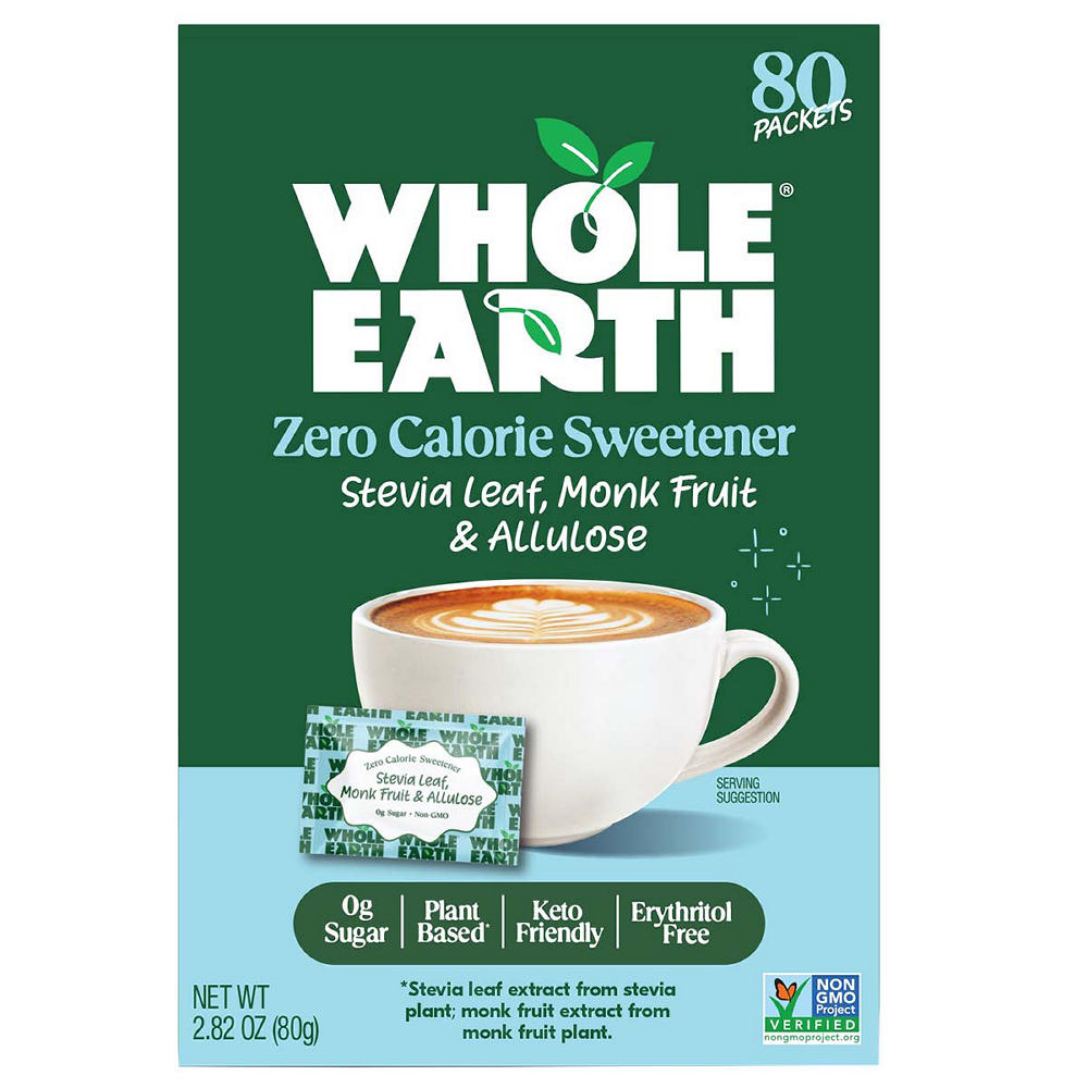 Whole Earth Sweetener Company Zero Calorie Sweetener Packets, 80 ct