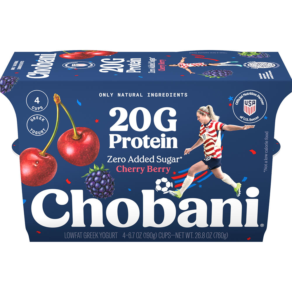 Chobani 20G Protein Low-Fat Cherry Berry Greek Yogurt, 4 ct
