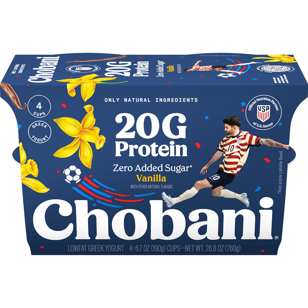 Chobani 20G Protein Low-Fat Vanilla Greek Yogurt, 4 ct