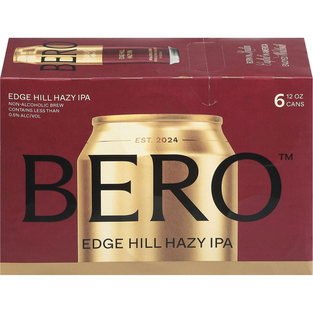 Bero Non Alcoholic Edge Hill Hazy IPA Craft Beer 6 pk Cans, 12 oz