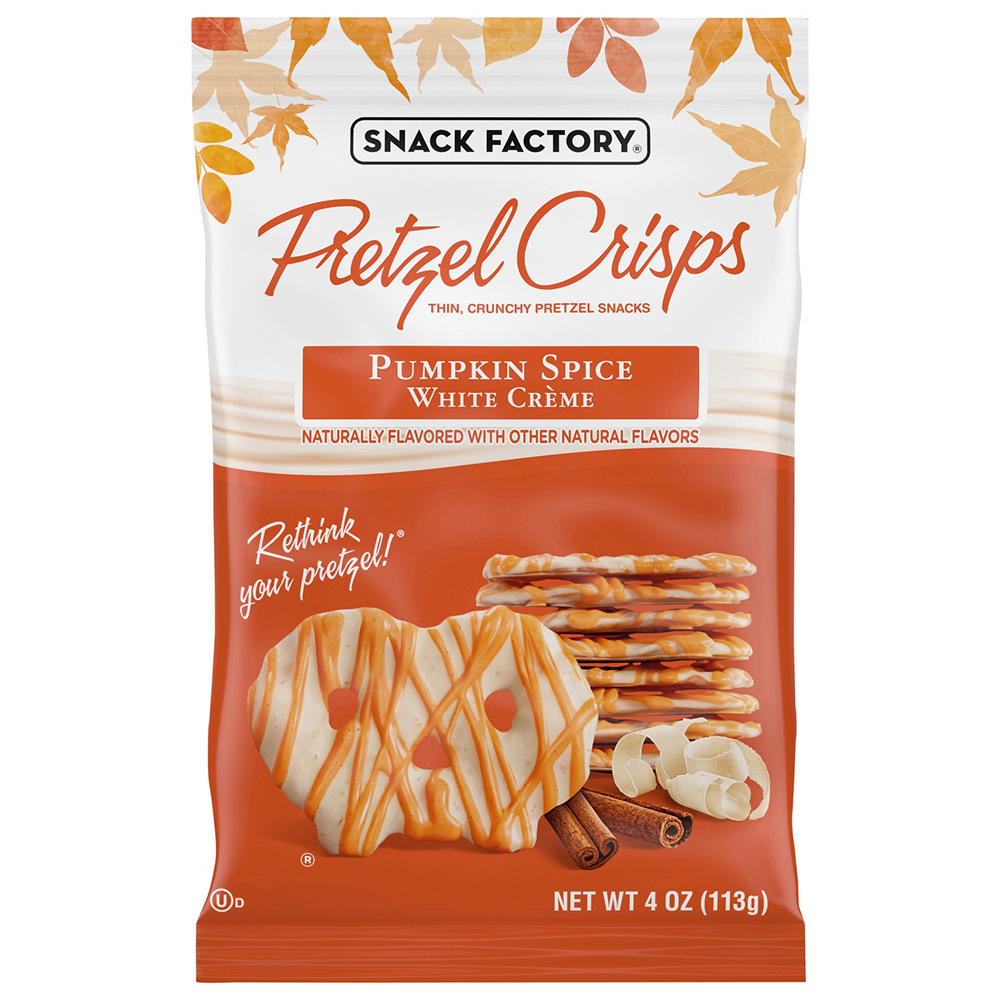 Snack Factory Pumpkin Spice White Creme Pretzel Crisps, 4 oz