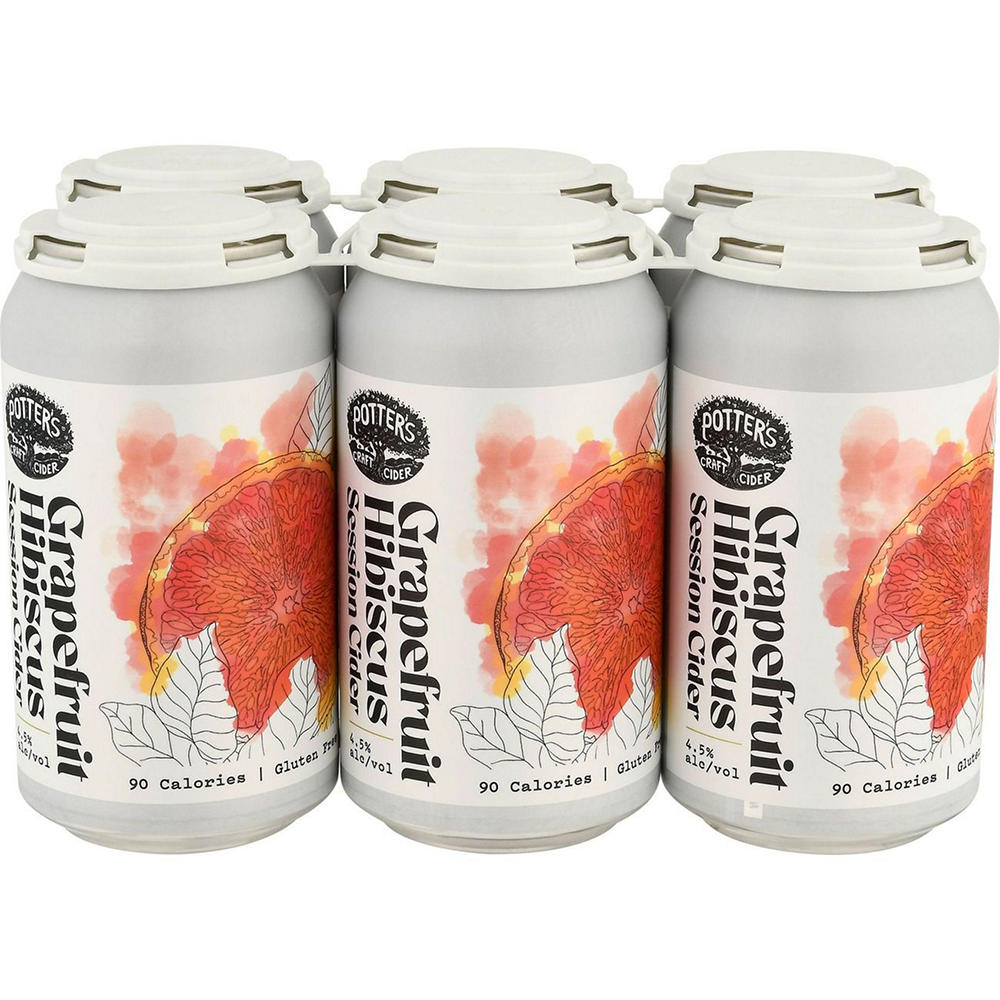 Potters Craft Cider Grapefruit Hibiscus Session Cider 6 pk Cans, 12 oz