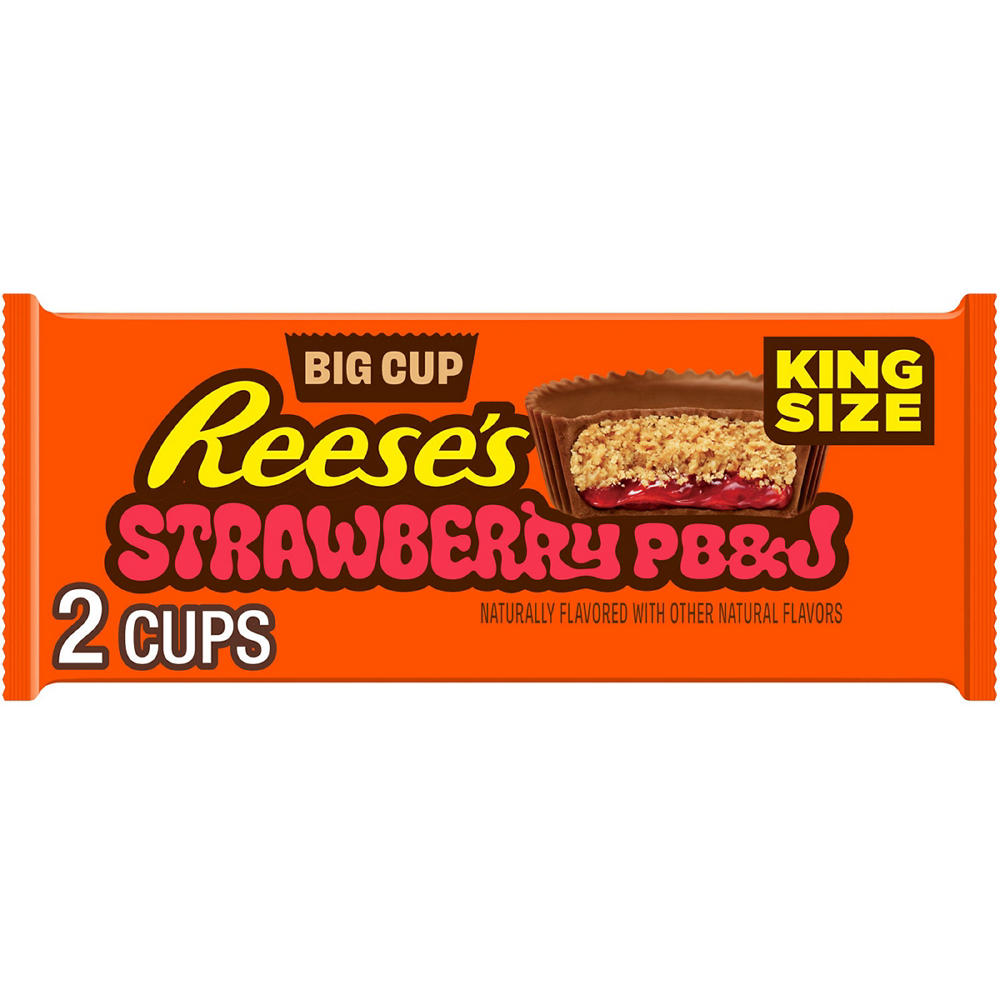 Reese's Strawberry PB&J Milk Chocolate Peanut Butter Cups Candy - King Size, 2.8 oz