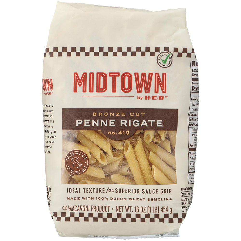 Midtown by H-E-B Bronze Cut Penne Rigate Pasta, 16 oz