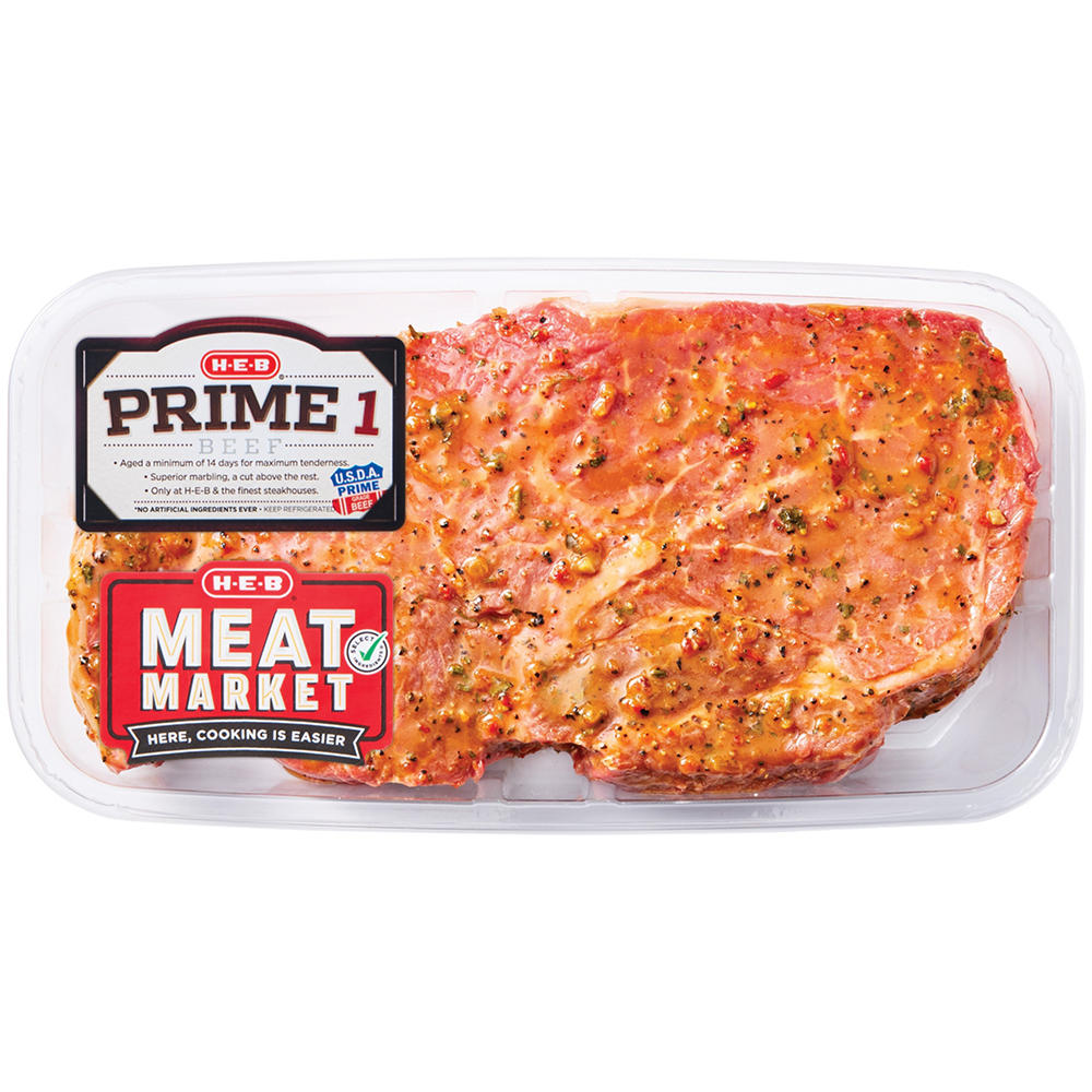H-E-B Meat Market Prime 1 Beef Sirloin Steak - Southwest Marinade, Avg. 1.4 lbs