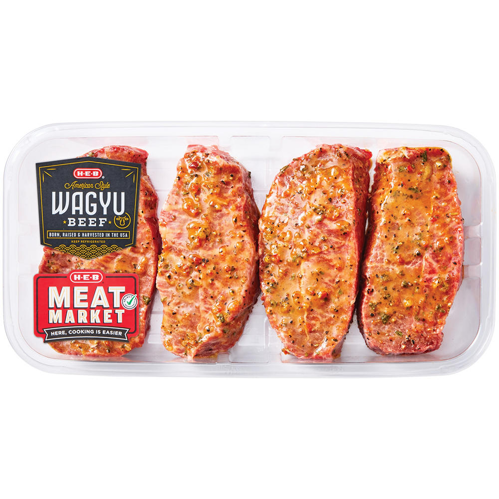 H-E-B Meat Market Wagyu Beef Top Blade Steak - Southwest Marinade, Avg. 1.15 lbs