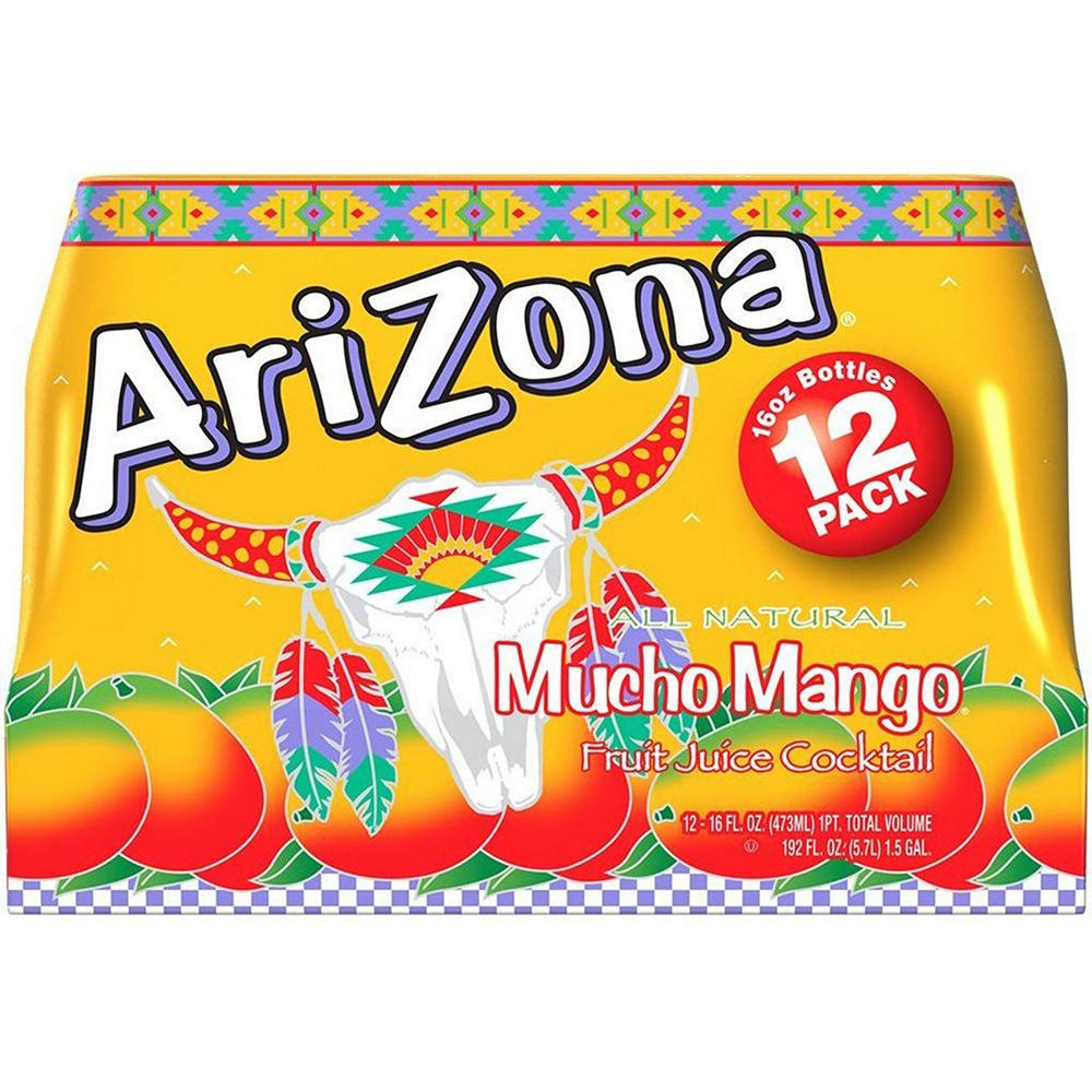 AriZona Mucho Mango Fruit Juice Cocktail 12 pk Bottles, 16 oz