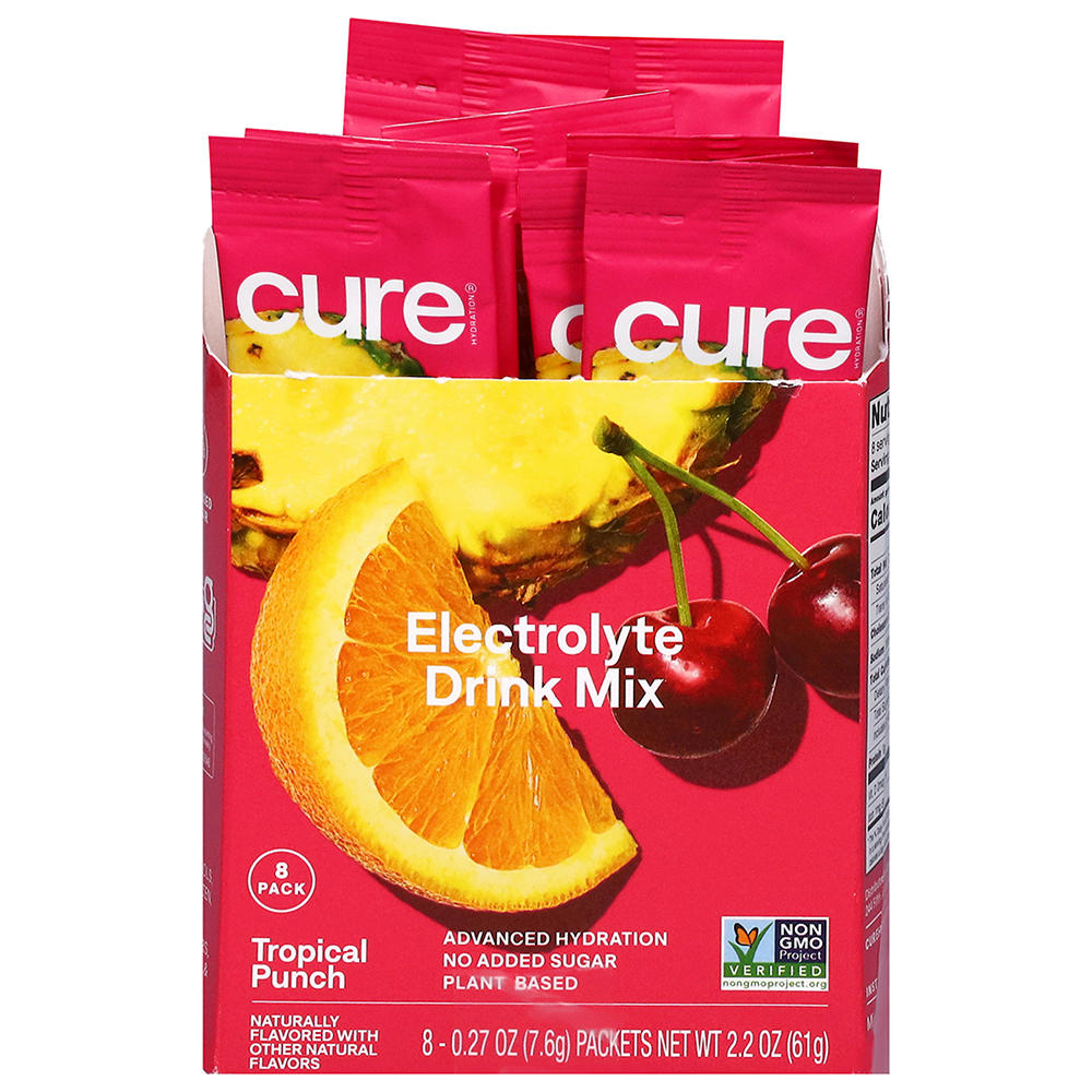 Cure Hydration Electrolyte Drink Mix Packs - Tropical Punch, 8 ct
