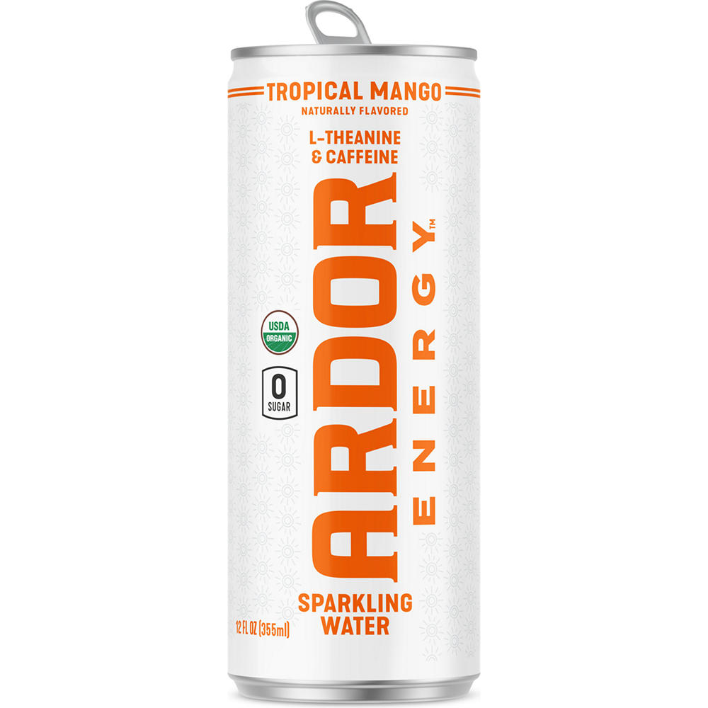 Ardor Energy Organic Zero Sugar Sparkling Water - Tropical Mango, 12 oz