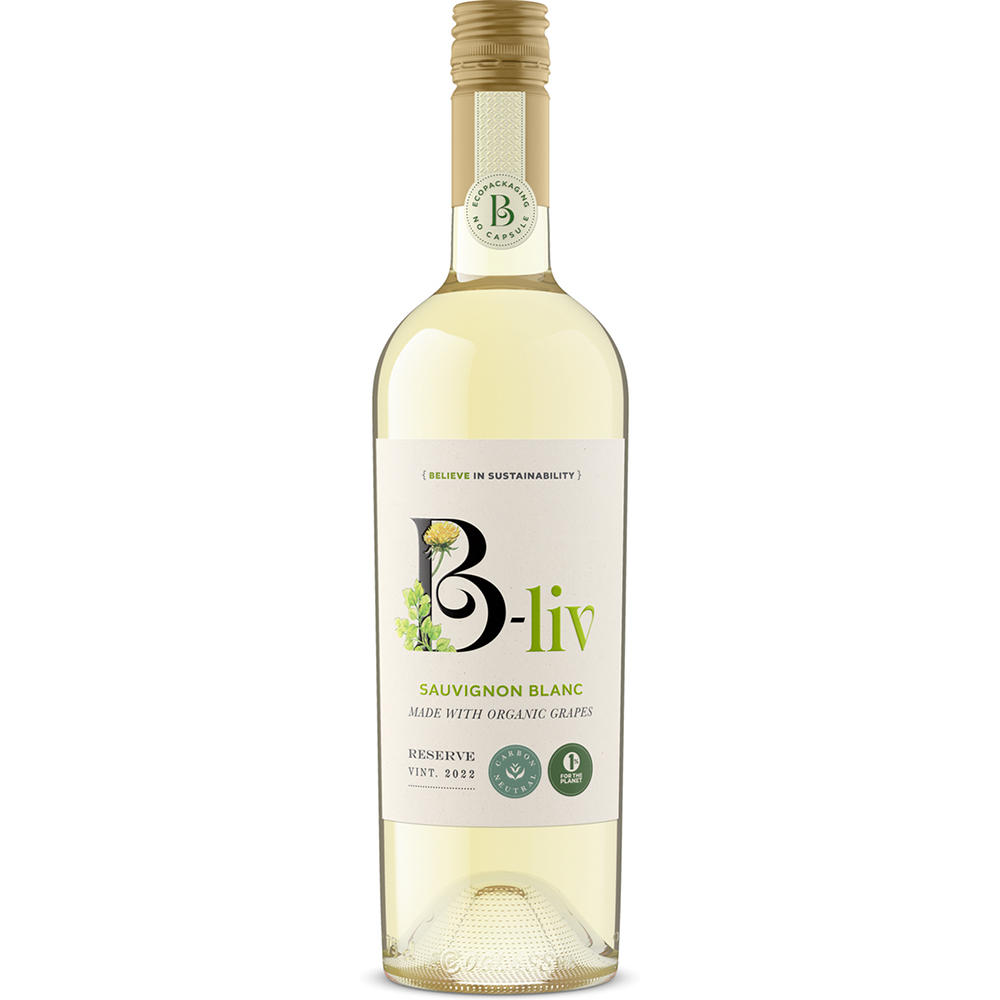 B-Liv Organic Sauvignon Blanc Chilean White Wine, 750 mL