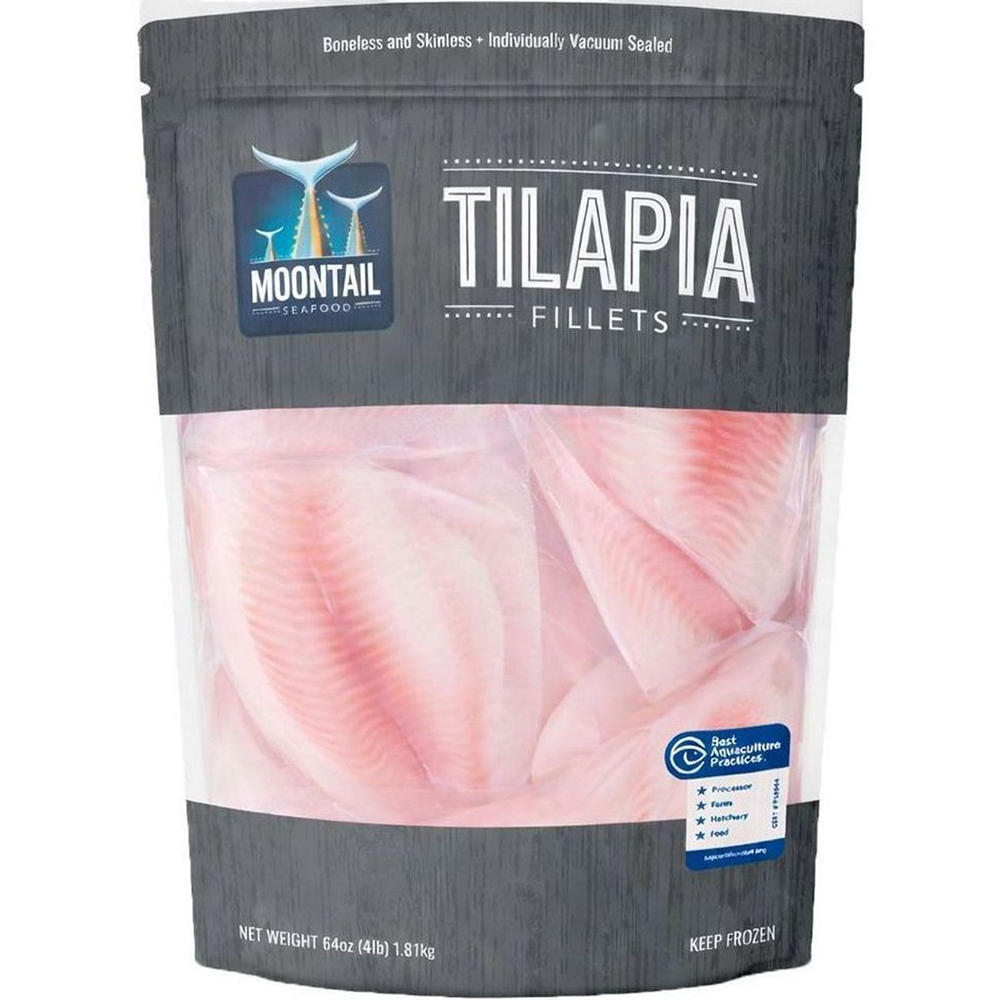 Moontail Frozen Tilapia Fish Fillets, 64 oz, 4 lb bag