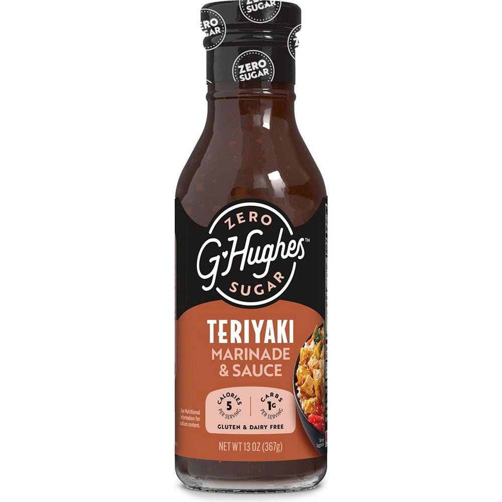 G Hughes Smokehouse Zero Sugar Teriyaki Marinade & Sauce, 13 oz