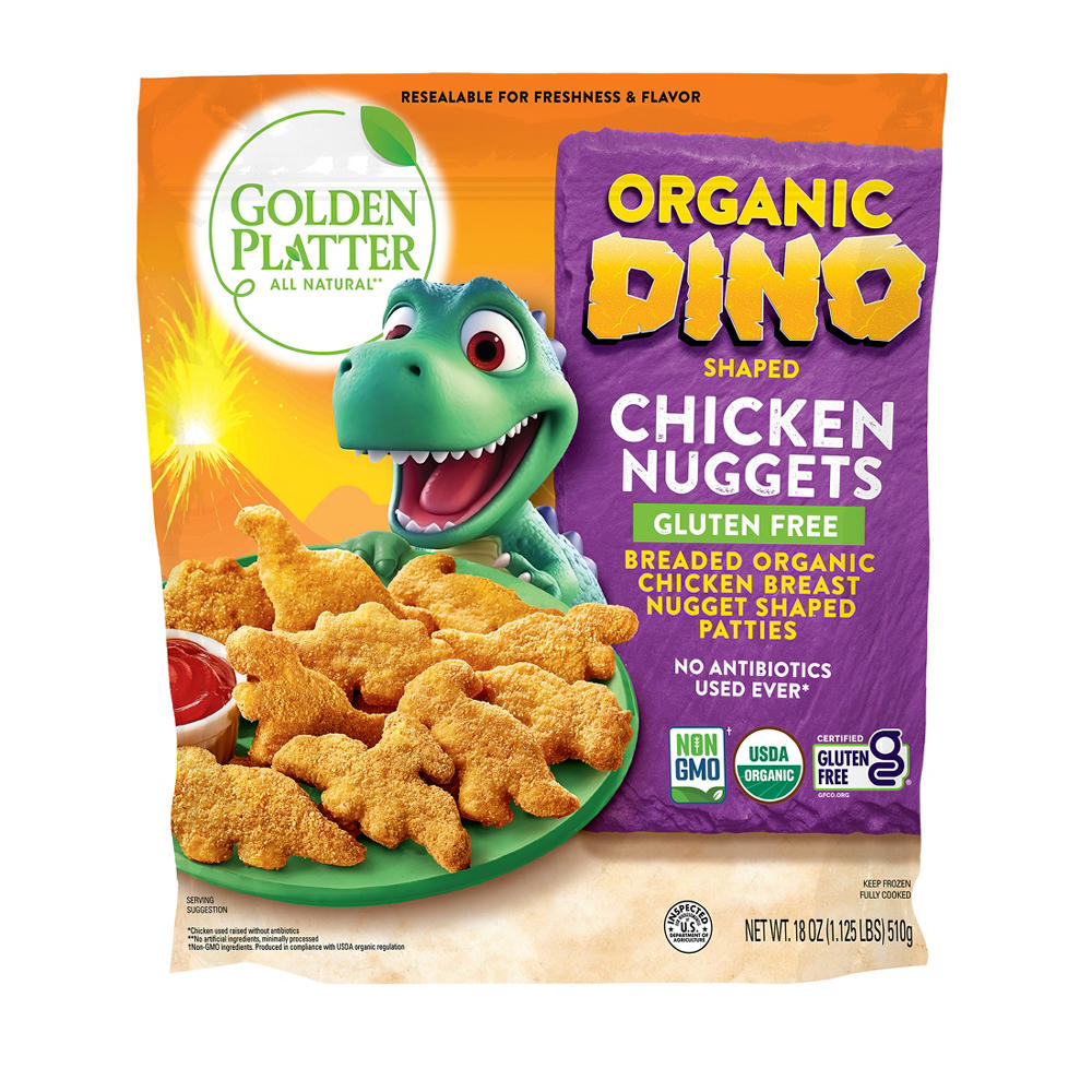 Golden Platter Organic Gluten Free Dino Shaped Chicken Nuggets, 18 oz