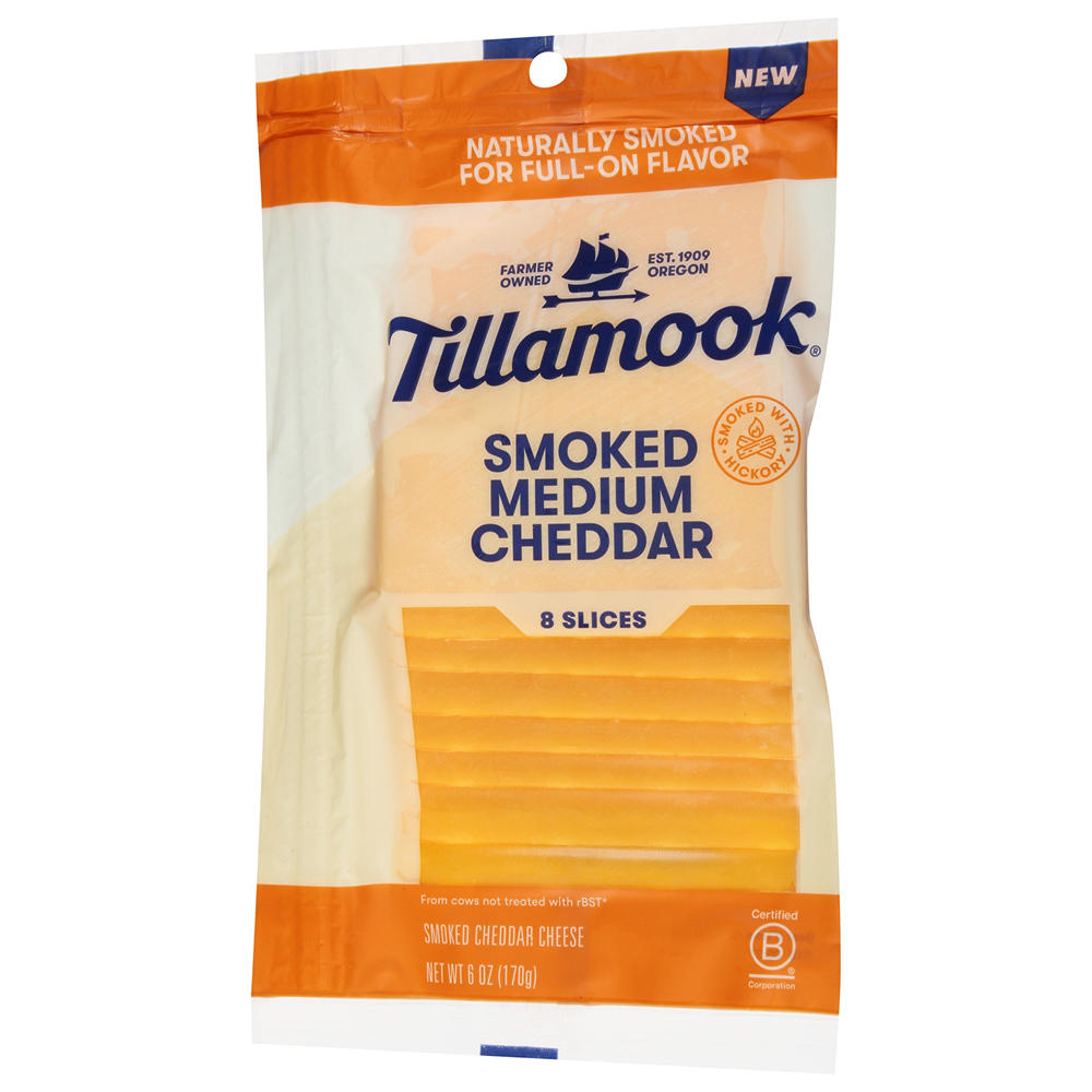 Tillamook Smoked Medium Cheddar Slices, 8 ct