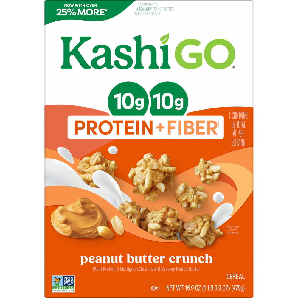 Kashi GO 10g Protein + Fiber Peanut Butter Crunch Cereal, 16.9 oz