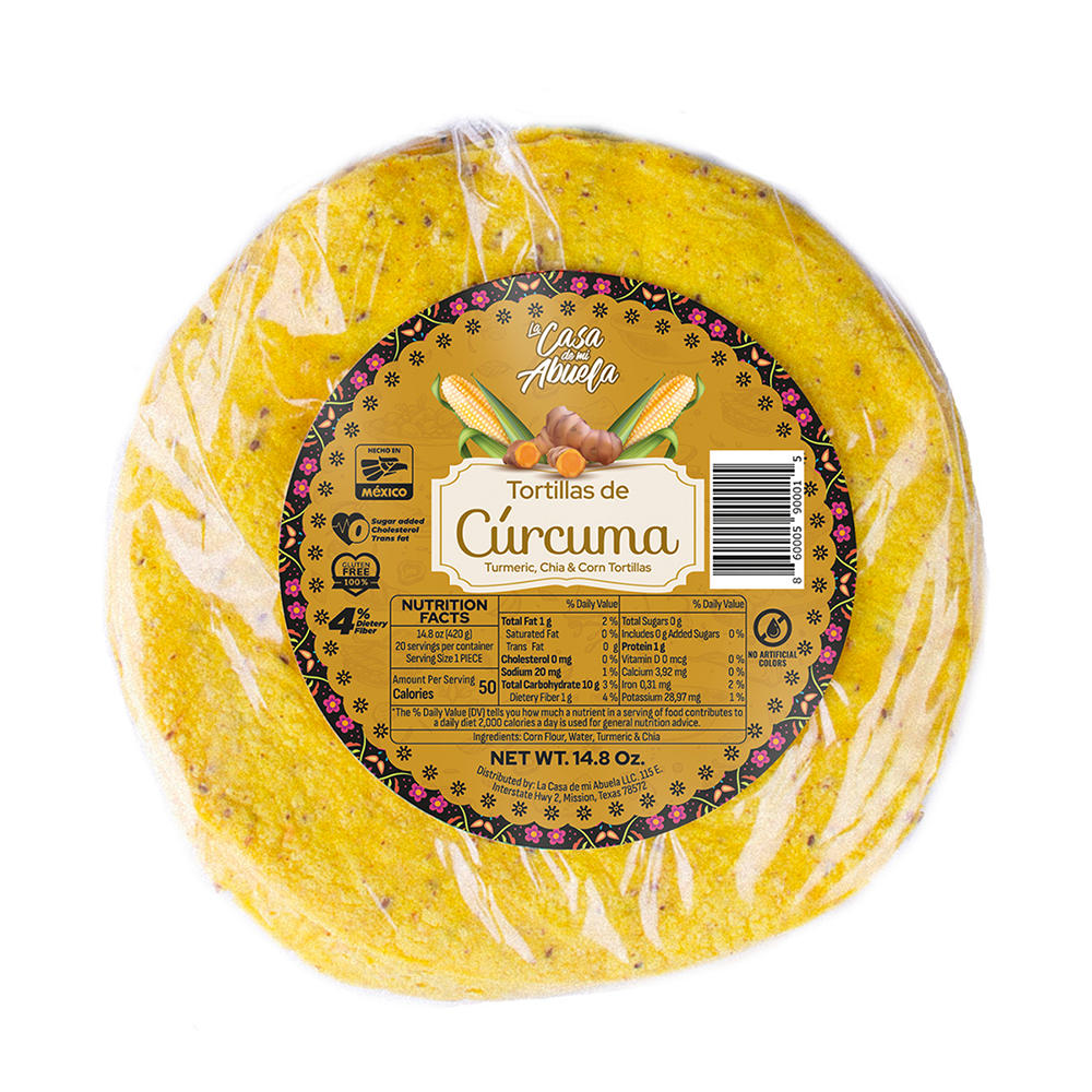 La Casa de Mi Abuela Turmeric, Chia & Corn Tortillas, 20 ct