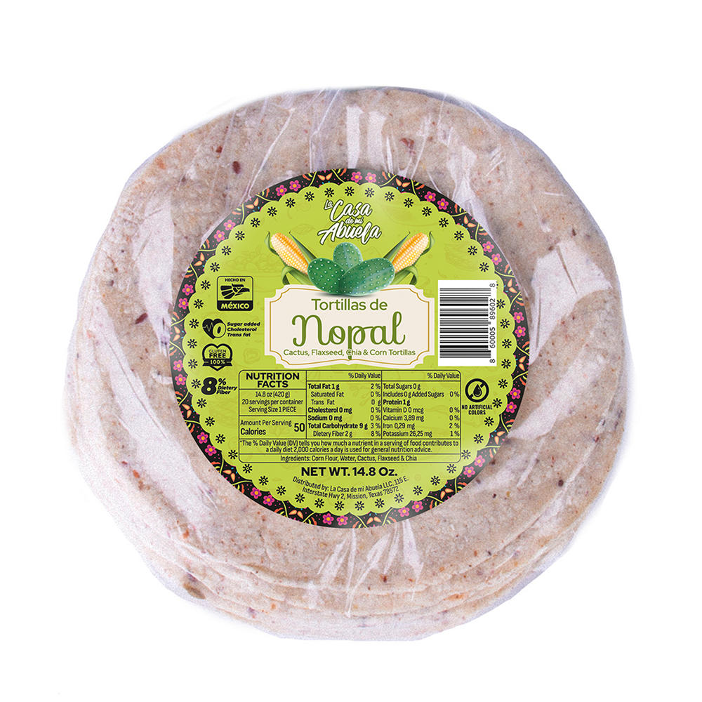 La Casa de Mi Abuela Cactus, Flaxseed, Chia & Corn Tortillas, 20 ct