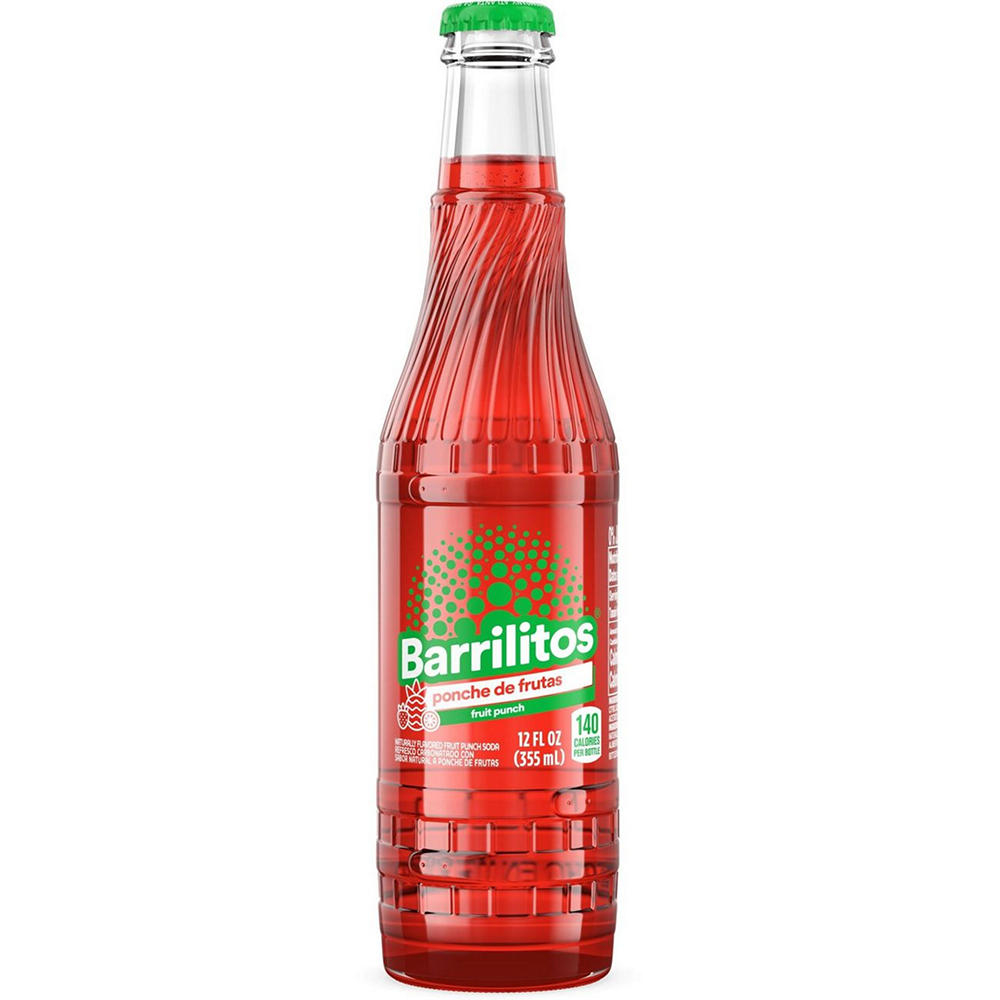 Barrilitos Fruit Punch Ponche De Frutas Flavored Soda Glass Bottle, 12 oz