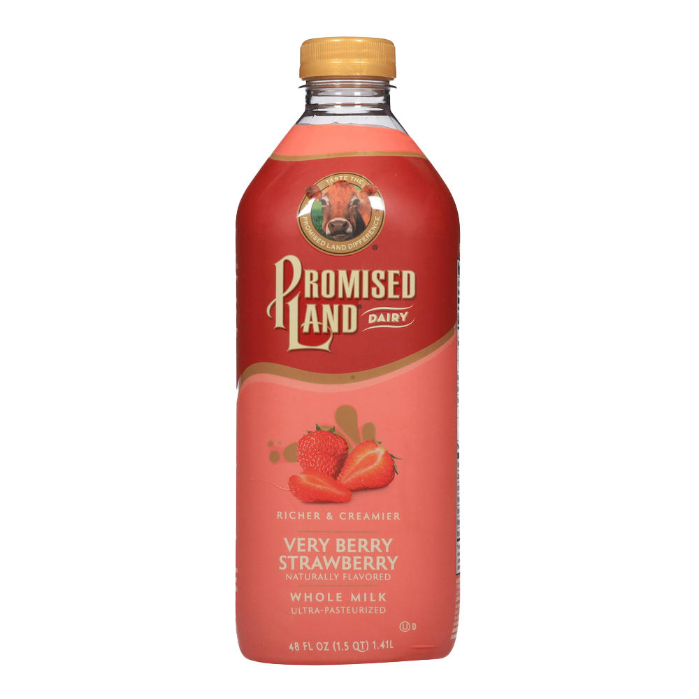 Promised Land Very Berry Strawberry Whole Milk , 48 oz