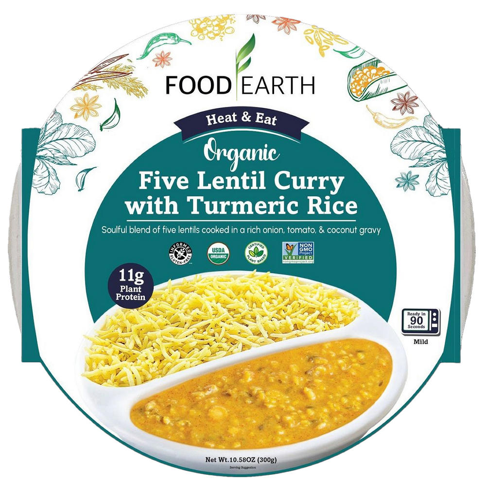 Food Earth Organic Five Lentil Curry & Turmeric Rice, 10.58 oz