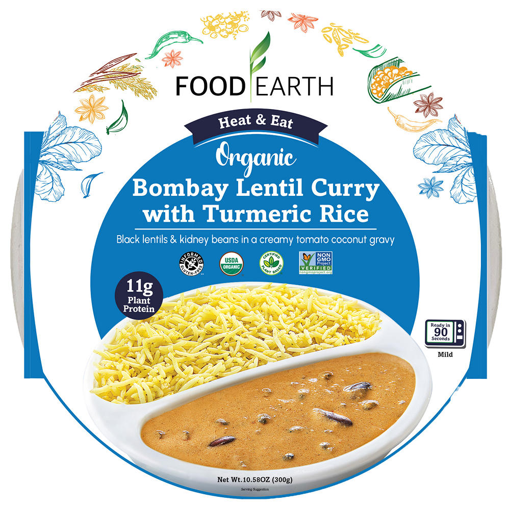 Food Earth Organic Bombay Lentil Curry & Turmeric Rice, 10.58 oz