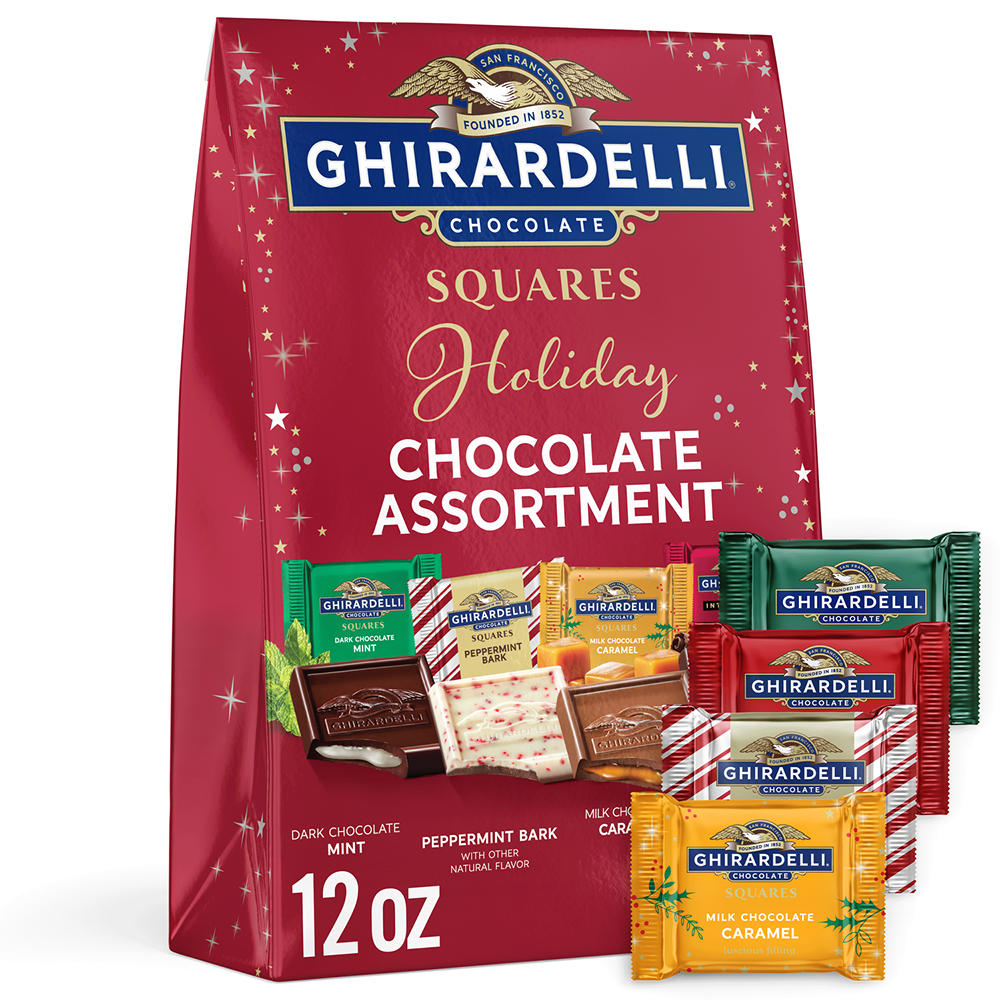 Ghirardelli Squares Holiday Chocolate Assortment Christmas Candy, 12 oz