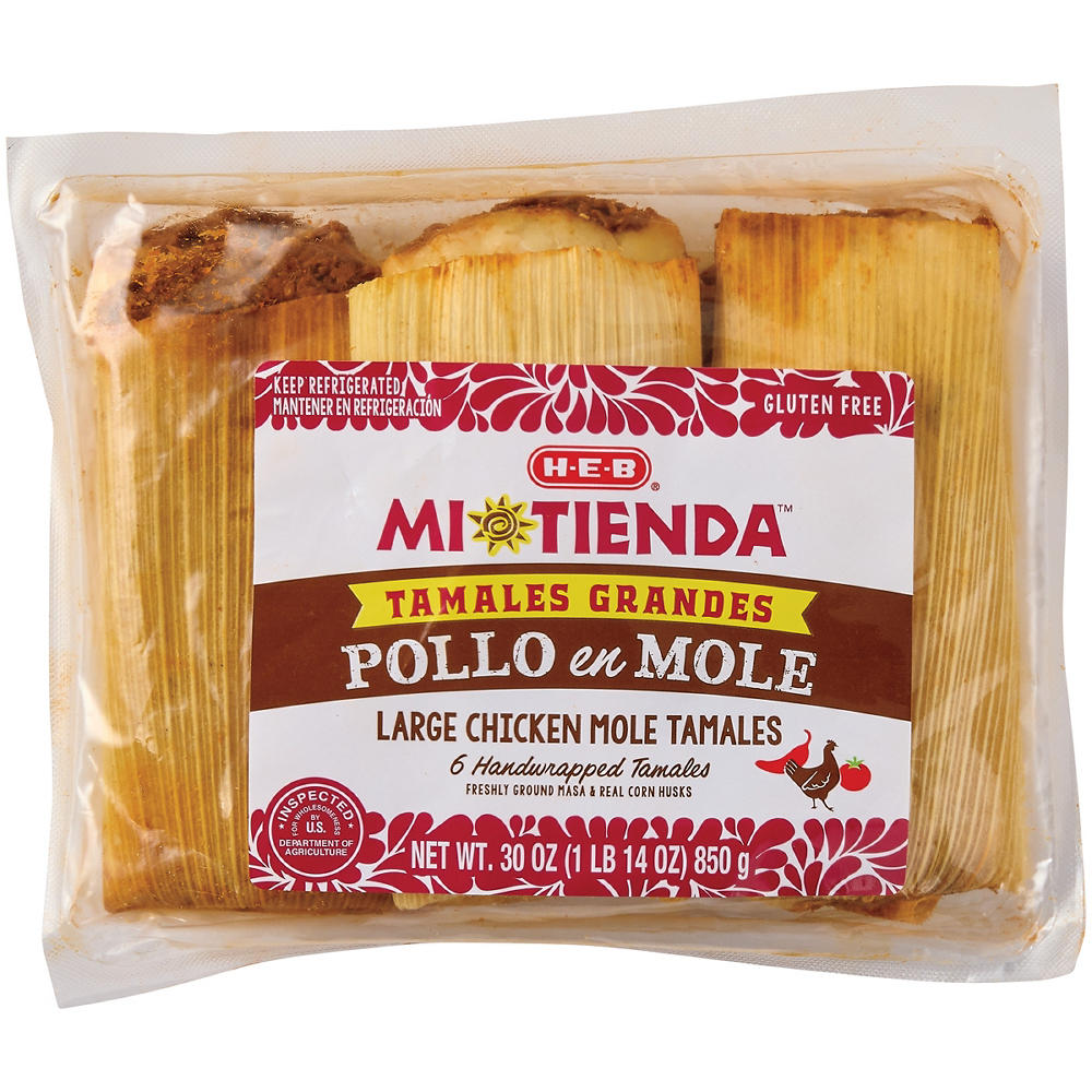 H-E-B Mi Tienda Tamales Grandes Pollo en Mole - Chicken Mole, 6 ct