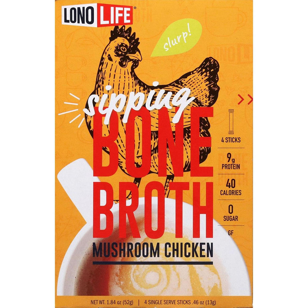 LonoLife Sipping Bone Broth Sticks - Mushroom Chicken, 4 ct