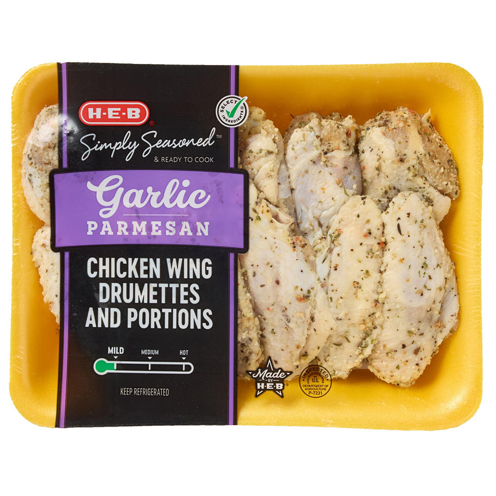 H-E-B Simply Seasoned Chicken Wings - Garlic Parmesan, Avg. 2.1 lbs