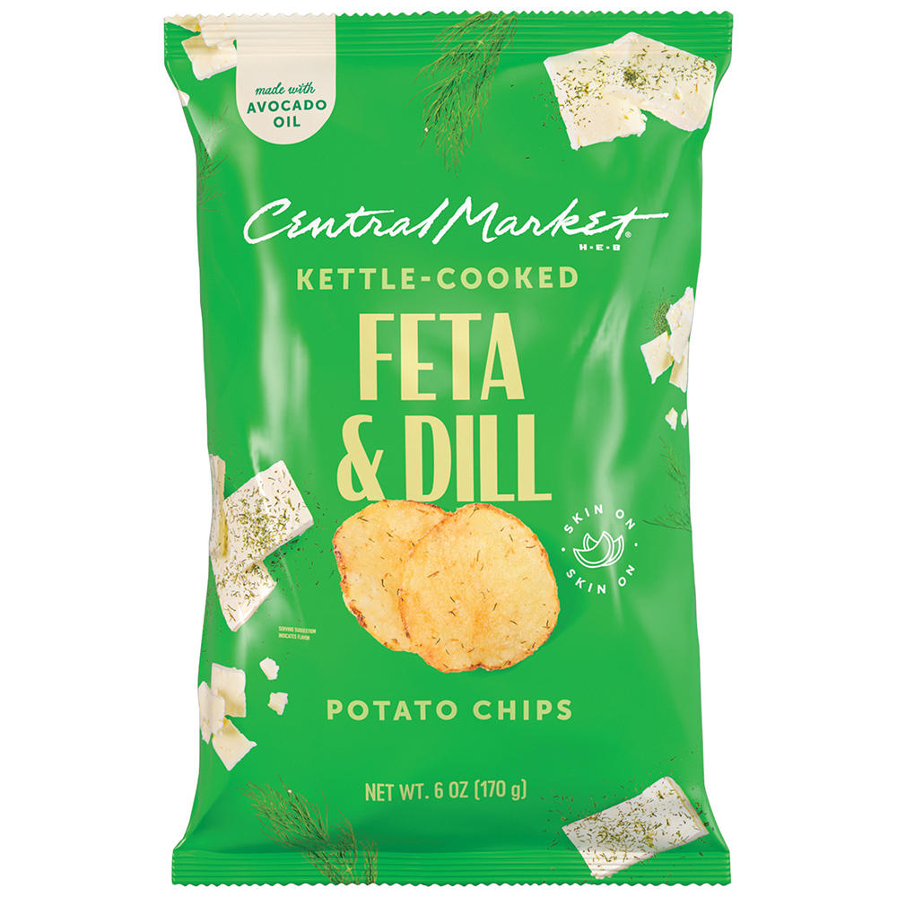 Central Market Kettle-Cooked Potato Chips - Feta & Dill, 6 oz