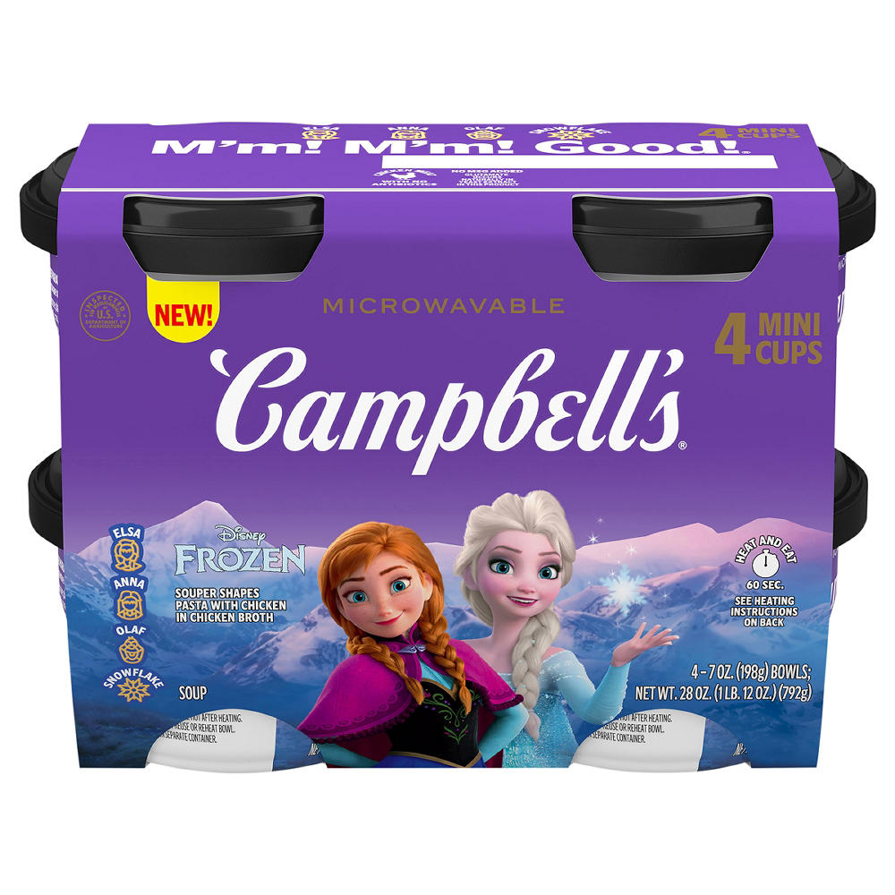 Campbell's Disney Frozen Chicken Noodle Microwavable Mini Cups, 4 pk