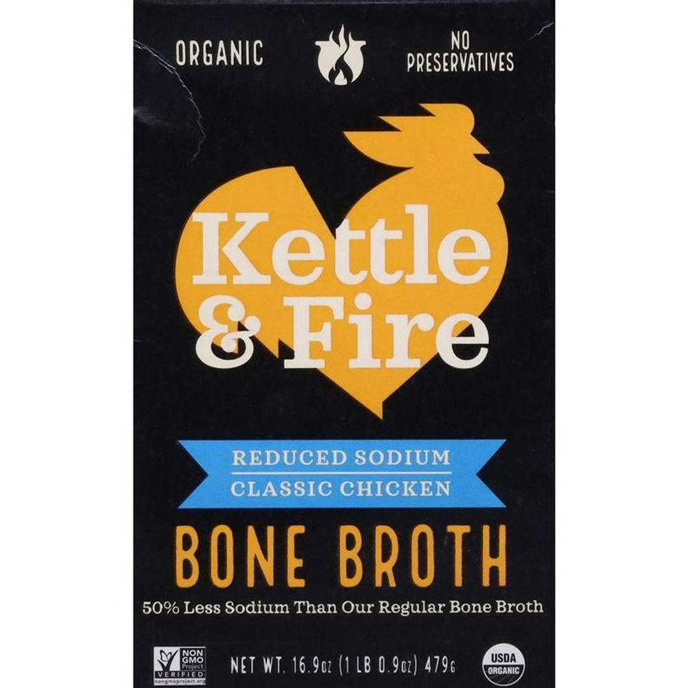Kettle & Fire Organic Reduced Sodium Classic Chicken Bone Broth, 16.9 oz
