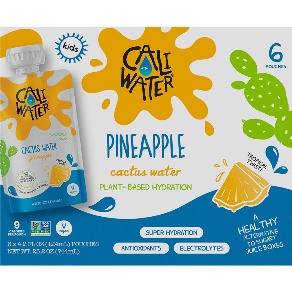Caliwater Kids' Cactus Water 6 pk Pouches - Pineapple, 4.2 oz