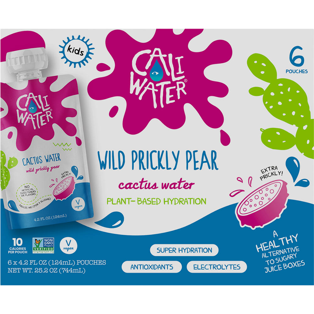 Caliwater Kids' Cactus Water 6 pk Pouches - Wild Prickly Pear, 4.2 oz