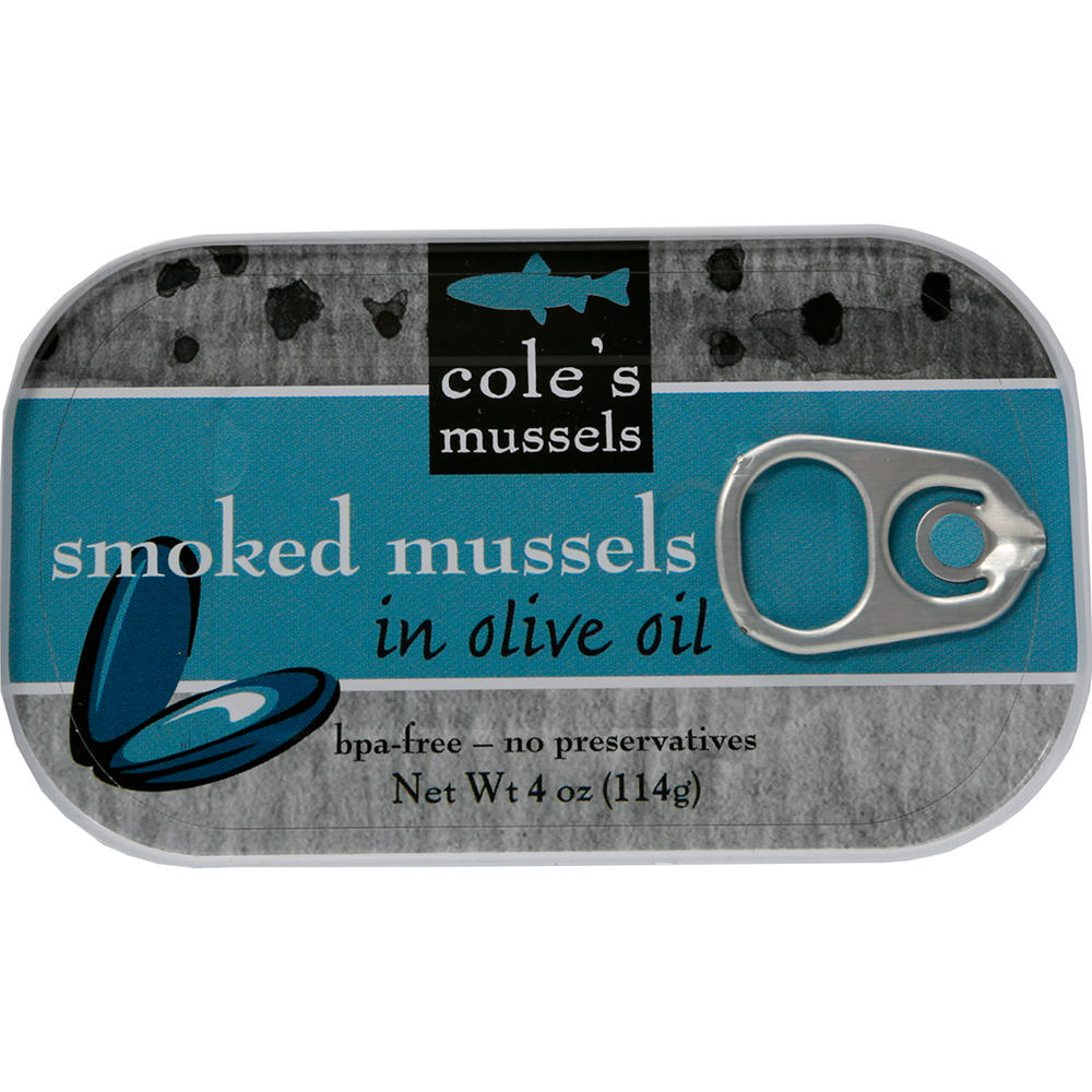 Cole's Smoked Mussels in Olive Oil, 4 oz