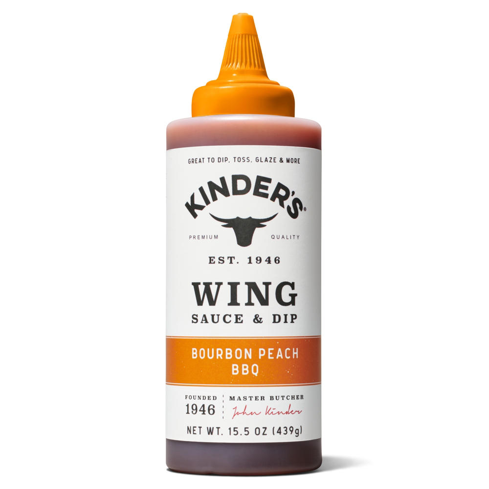 Kinder's Wing Sauce & Dip - Bourbon Peach BBQ, 15.5 oz