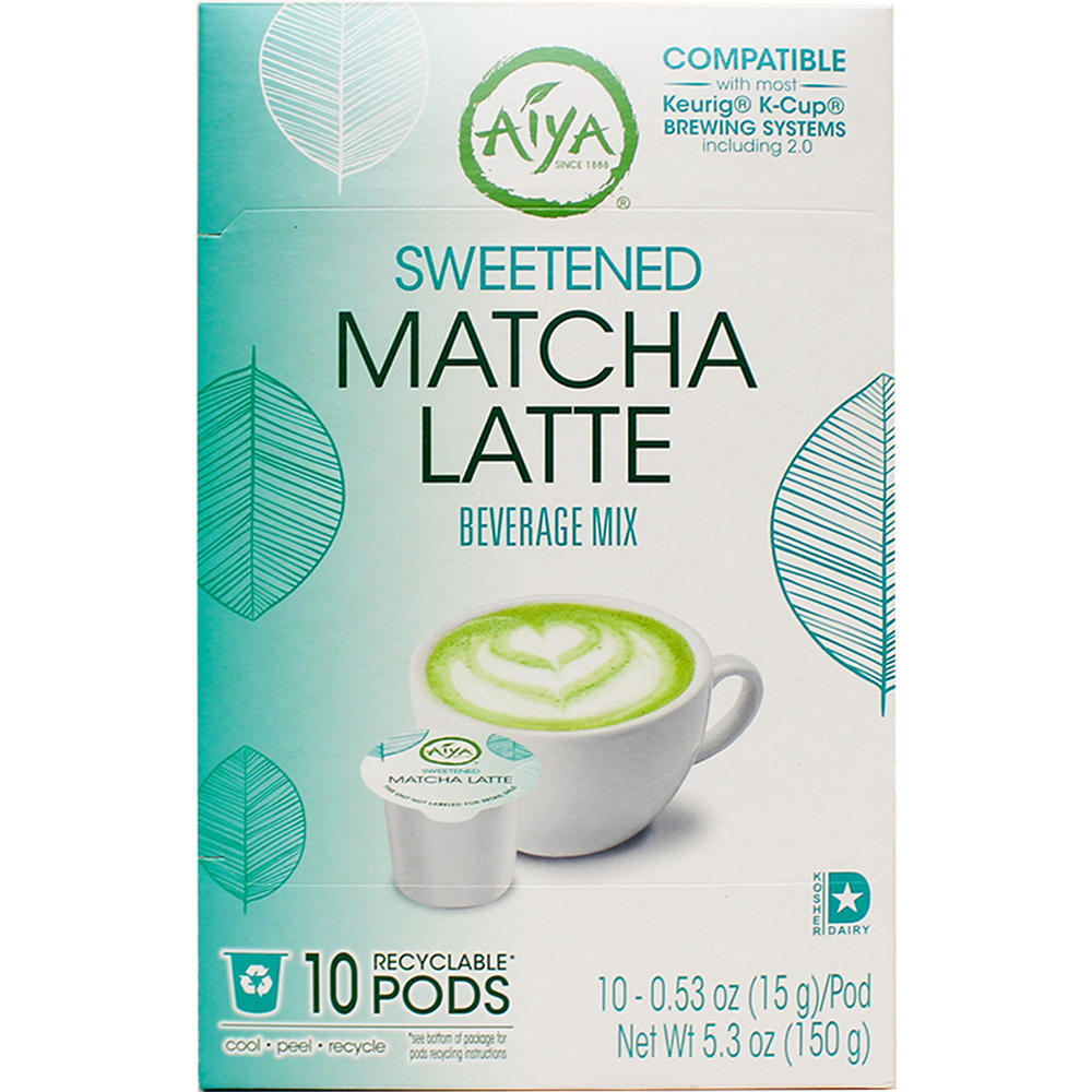 Aiya Sweetened Matcha Latte Single Serve Pods, 10 ct